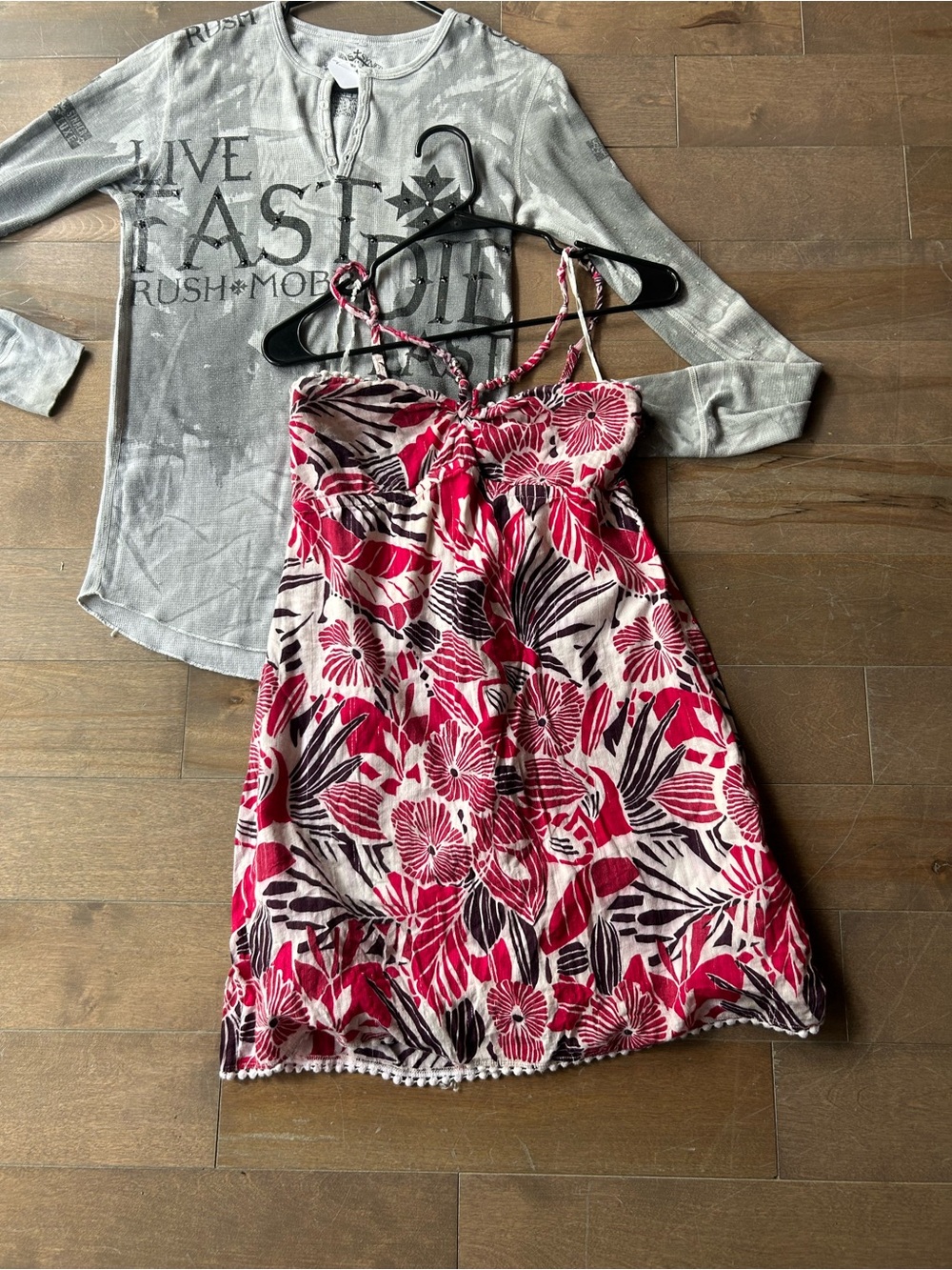 Guess Floral Spaghetti Strap Dress in Pink, White & Black